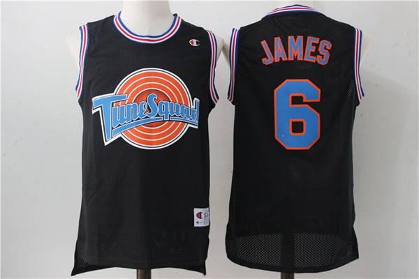 Movie Space Jam JAMES #6 Black Basketball Jersey (Stitched)
